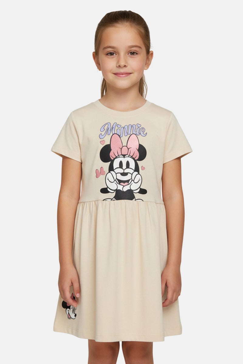 Disney Kids Girl Mickey And Friends Dress, Beige - Image 1